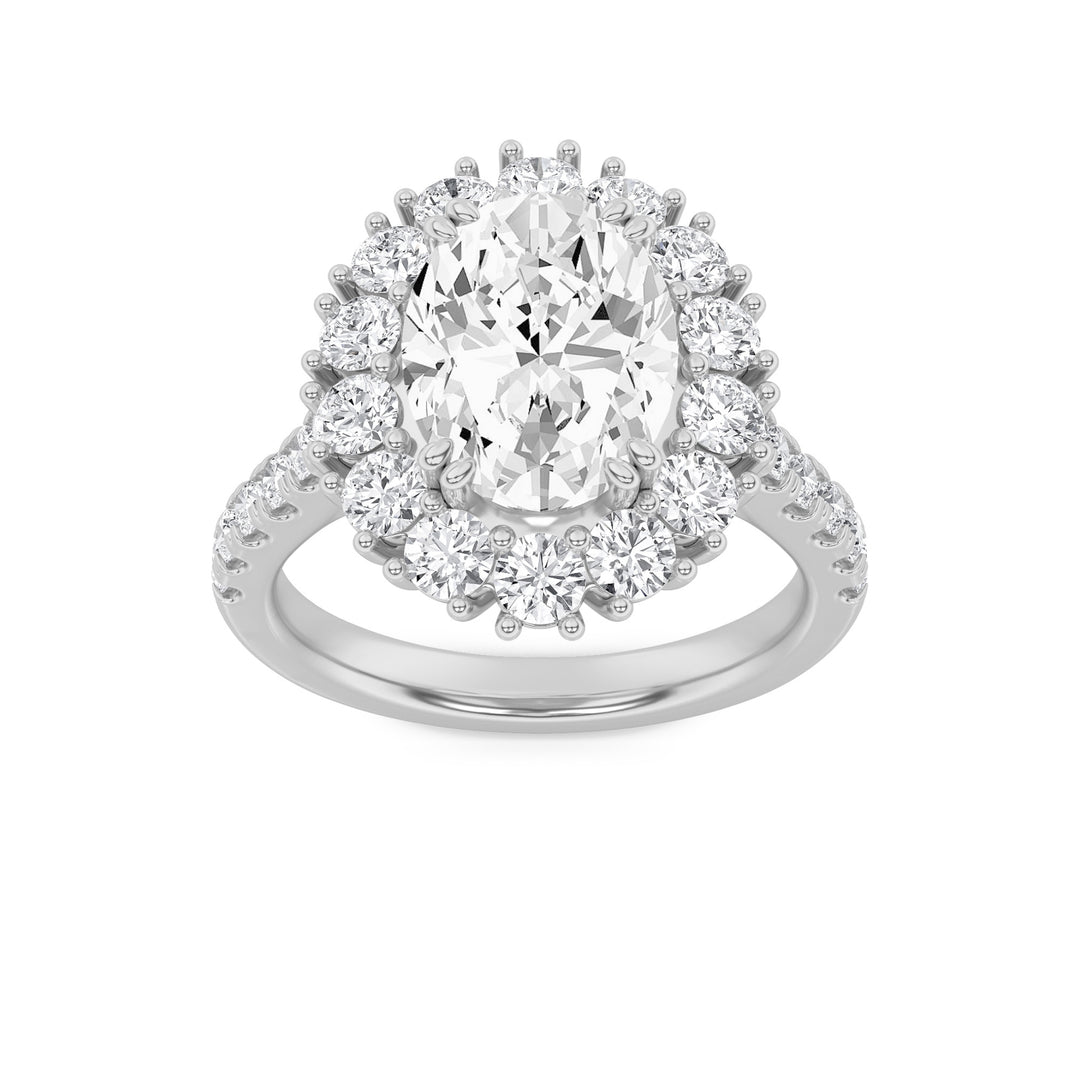 4Cttw Oval Shaped Lab Grown Diamond (F/VS) Bold Classic Engagement Ring in 14K Gold