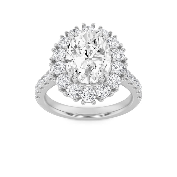 4Cttw Oval Shaped Lab Grown Diamond (F/VS) Bold Classic Engagement Ring in 14K Gold