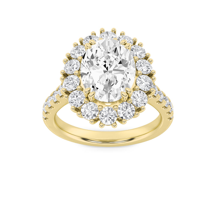 4Cttw Oval Shaped Lab Grown Diamond (F/VS) Bold Classic Engagement Ring in 14K Gold