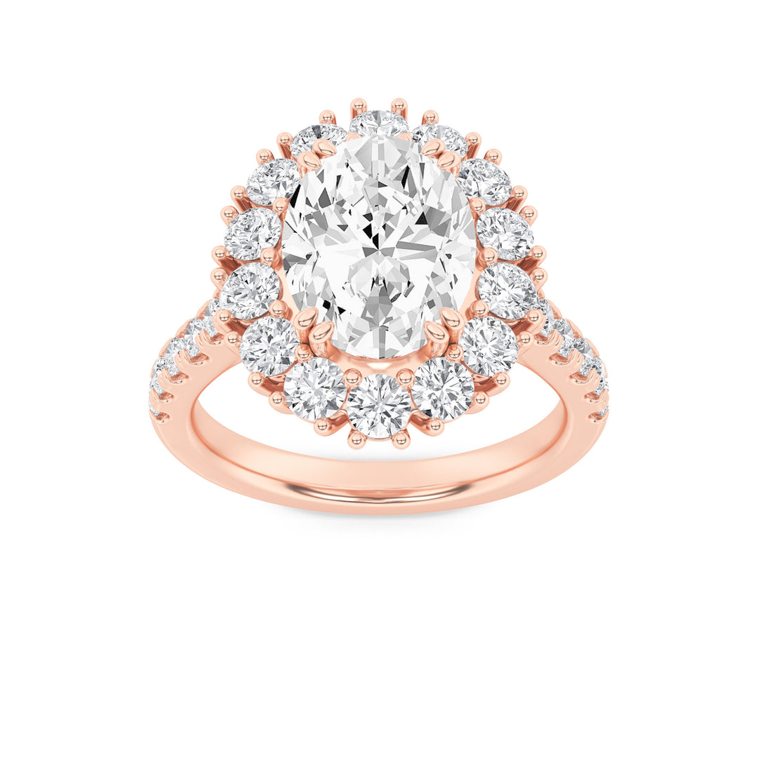 4Cttw Oval Shaped Lab Grown Diamond (F/VS) Bold Classic Engagement Ring in 14K Gold