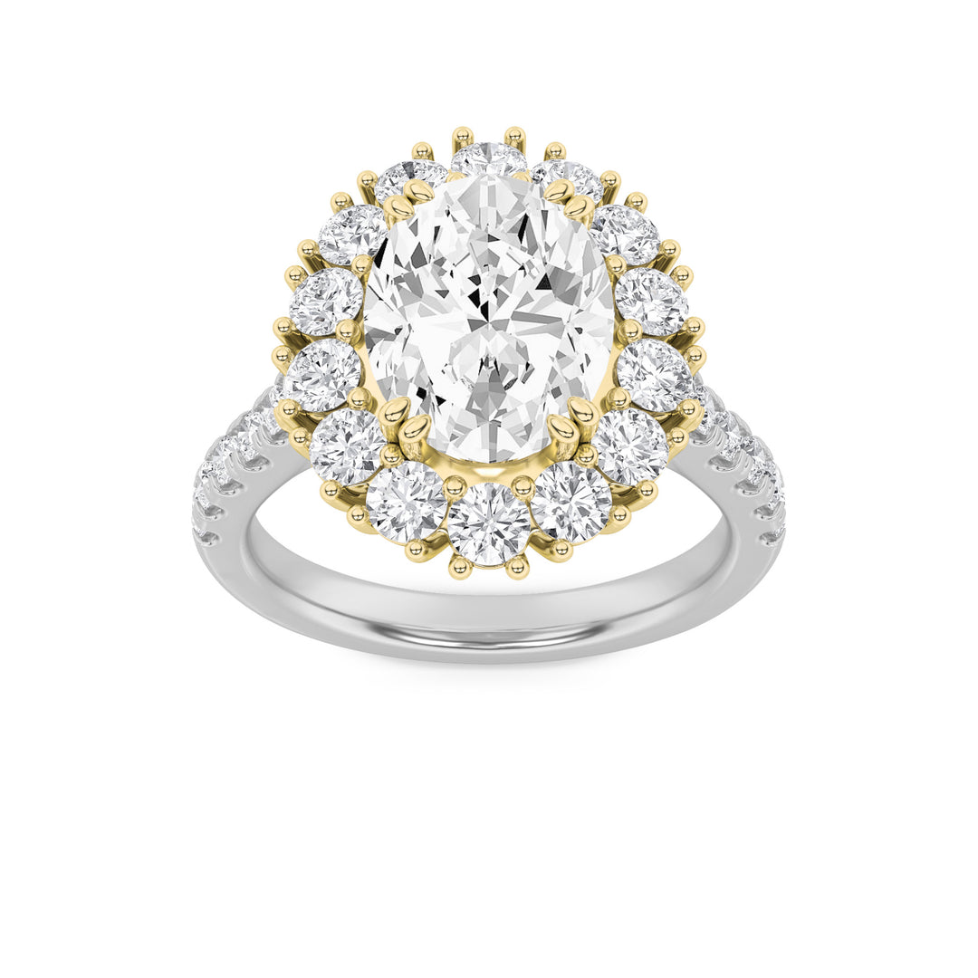 4Cttw Oval Shaped Lab Grown Diamond (F/VS) Bold Classic Engagement Ring in 14K Gold