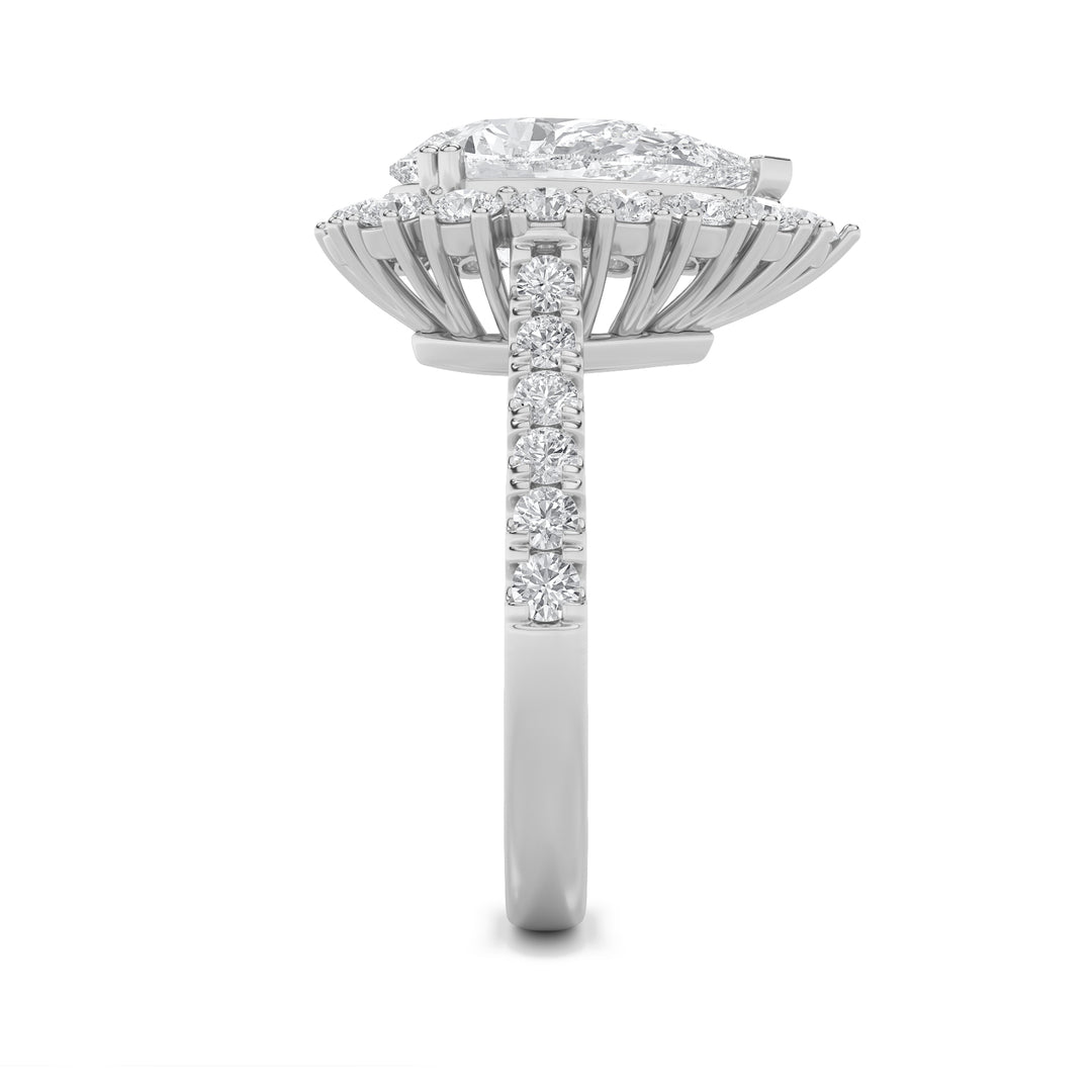4Cttw Pear Shaped Lab Grown Diamond (F/VS) Bold Classic Engagement Ring in 14K Gold