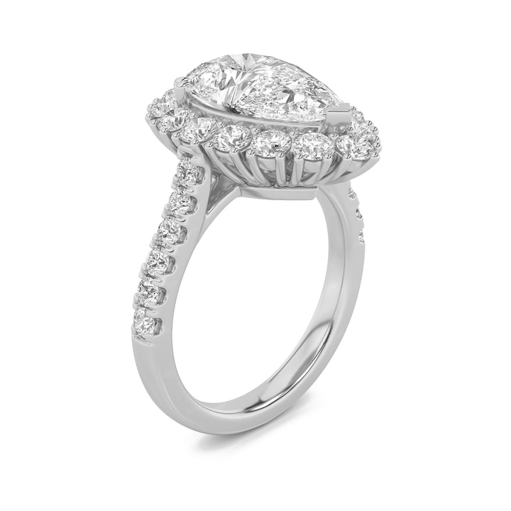 4Cttw Pear Shaped Lab Grown Diamond (G/VS) Bold Classic Engagement Ring in 14K Gold