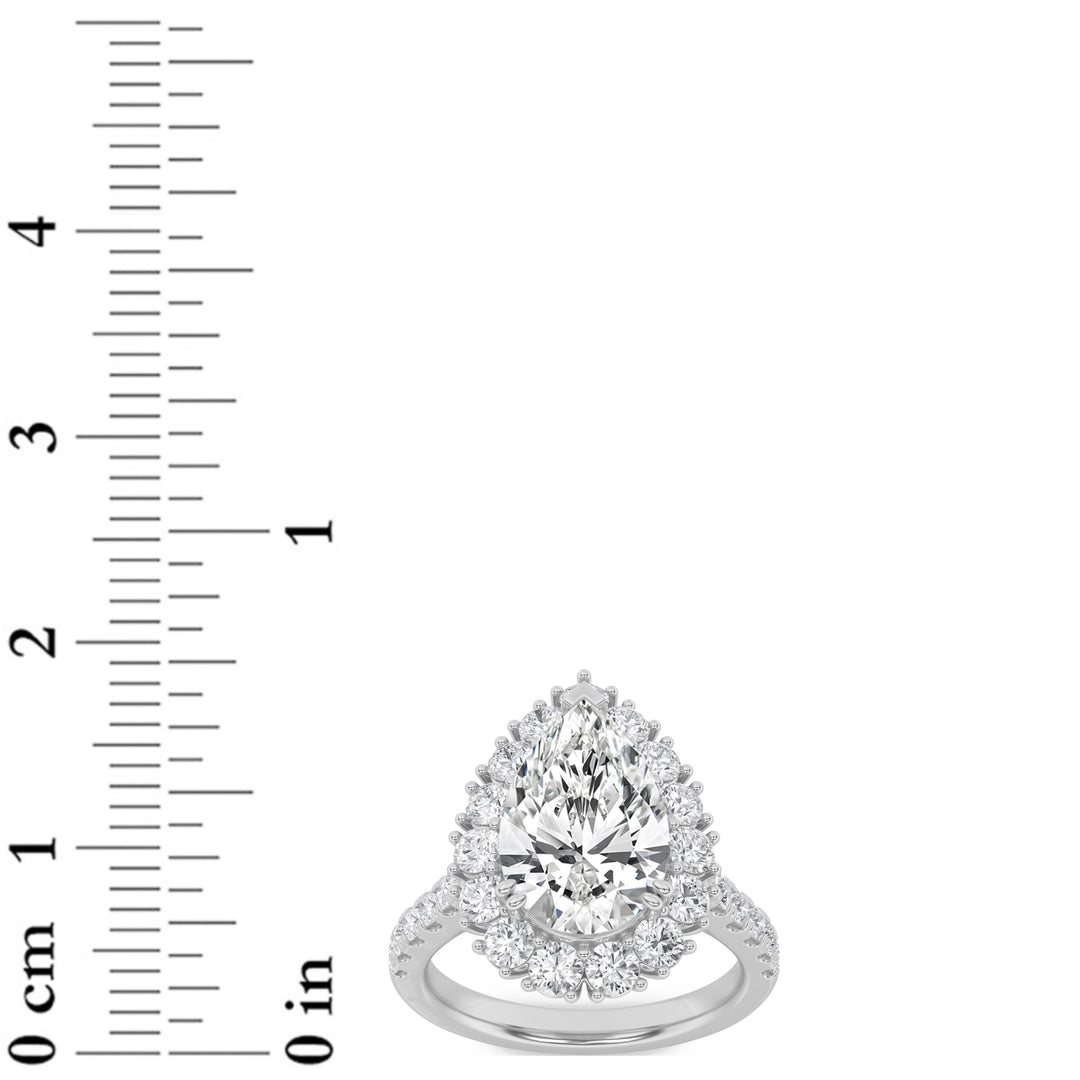 4Cttw Pear Shaped Lab Grown Diamond (G/VS) Bold Classic Engagement Ring in 14K Gold