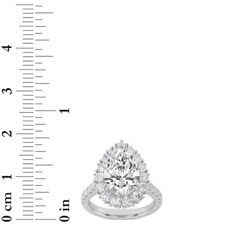 4Cttw Pear Shaped Lab Grown Diamond (G/VS) Bold Classic Engagement Ring in 14K Gold