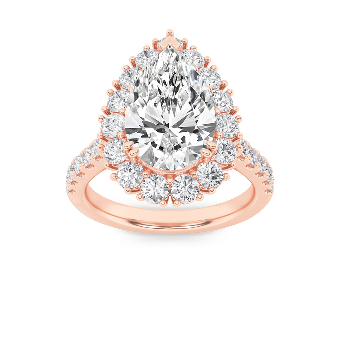 14K Rose Gold 4ct Lab Diamond Halo Engagement Ring