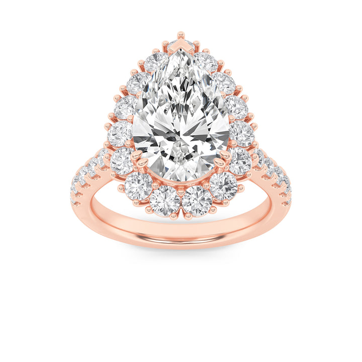 4Cttw Pear Shaped Lab Grown Diamond (F/VS) Bold Classic Engagement Ring in 14K Gold