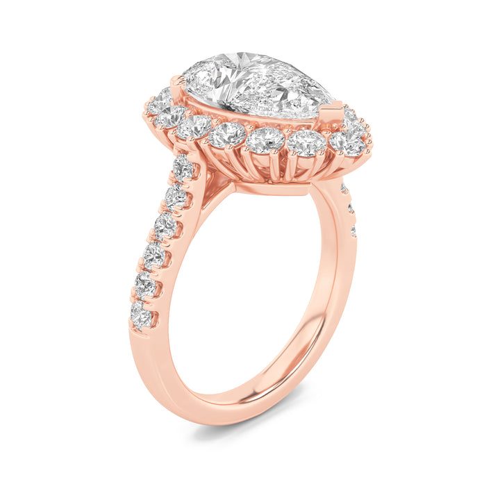 4Cttw Pear Shaped Lab Grown Diamond (F/VS) Bold Classic Engagement Ring in 14K Gold