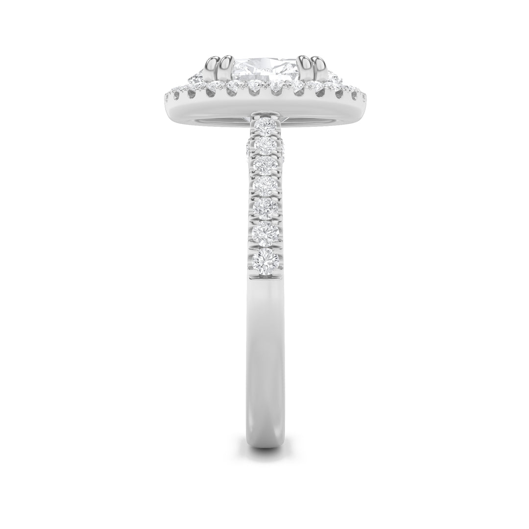 3Cttw Oval Shaped Lab Grown Diamond (F/VS) Classic Halo Accented Engagement Ring in 14K Gold