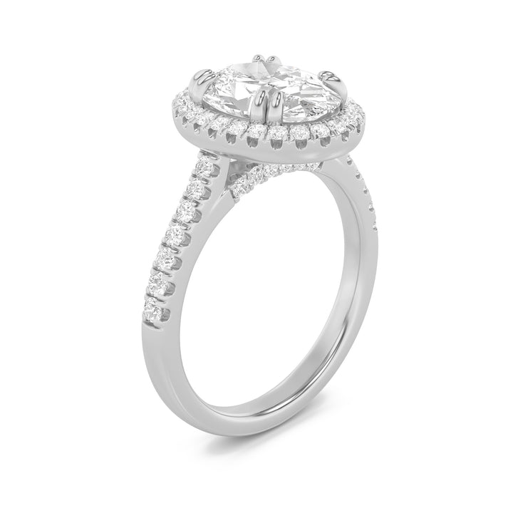 3Cttw Oval Shaped Lab Grown Diamond (G/VS) Classic Halo Accented Engagement Ring in 14K Gold