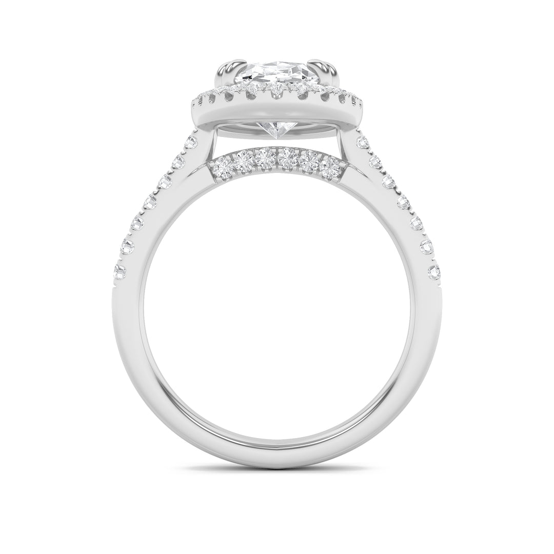 3Cttw Oval Shaped Lab Grown Diamond (G/VS) Classic Halo Accented Engagement Ring in 14K Gold