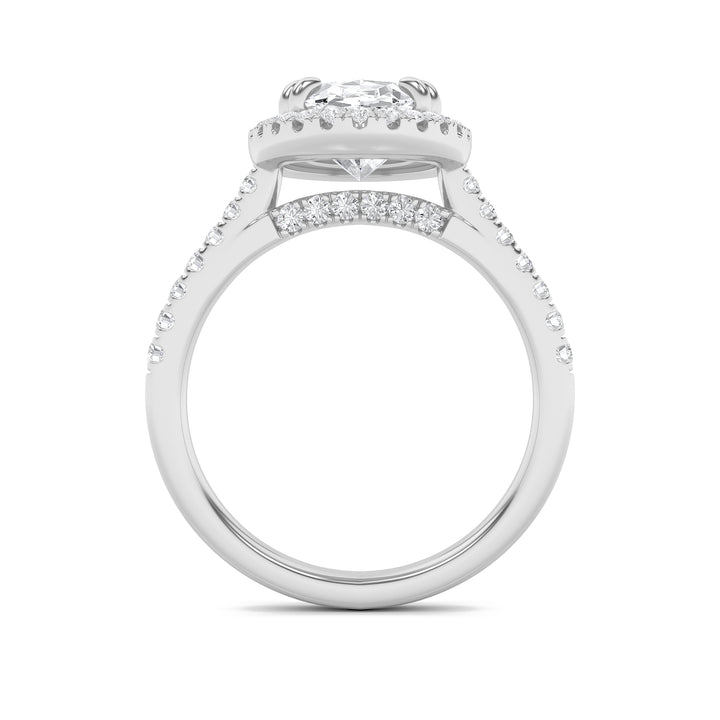3Cttw Oval Shaped Lab Grown Diamond (G/VS) Classic Halo Accented Engagement Ring in 14K Gold