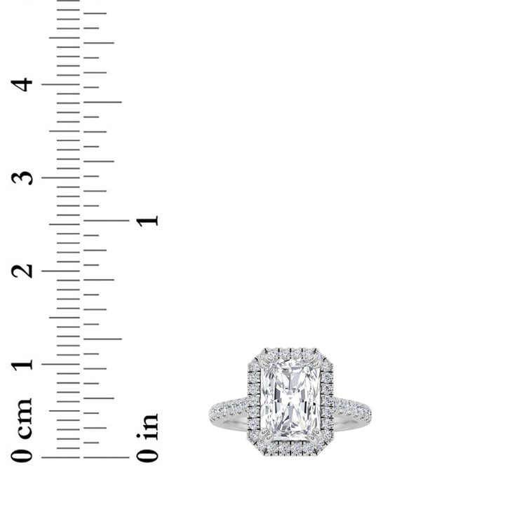 3Cttw Radiant Shaped Lab Grown Diamond (F/VS) Classic Halo Accented Engagement Ring in 14K Gold