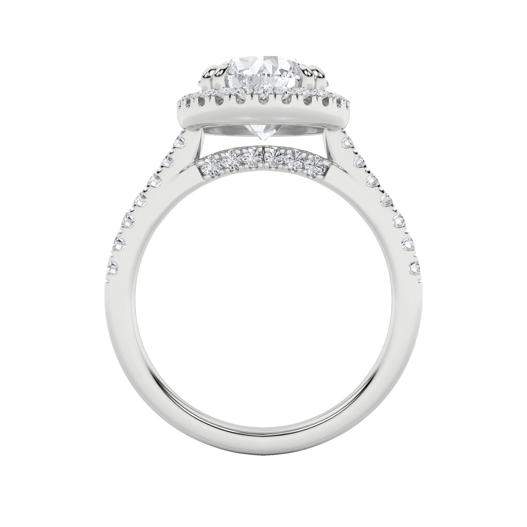 5Cttw Round Shaped Lab Grown Diamond (F/VS) Classic Halo Accented Engagement Ring in 14K Gold