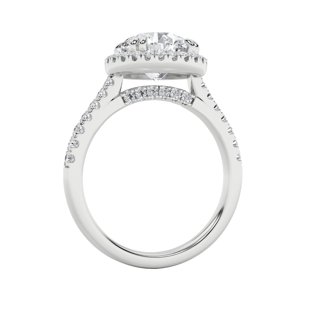 5Cttw Round Shaped Lab Grown Diamond (F/VS) Classic Halo Accented Engagement Ring in 14K Gold