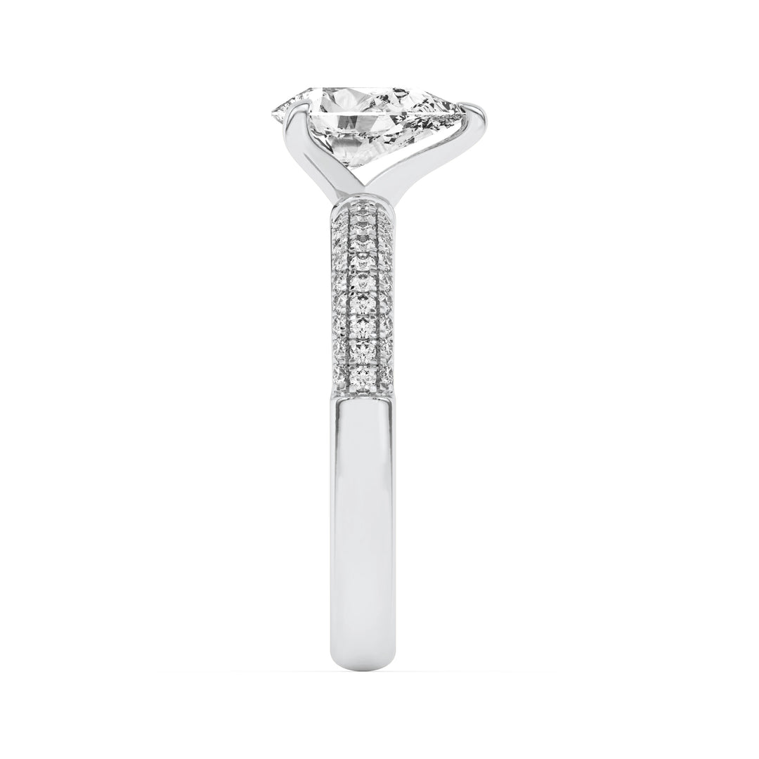 1.5CTW Pear Shaped Lab Grown Diamond (F/VS) Three Row Micro Pave Engagement Ring in 14K Gold