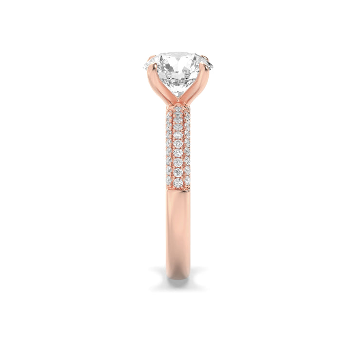 2.5Cttw Round Shaped Lab Grown Diamond (F/VS) Three Row Micro Pave Engagement Ring in 14K Gold