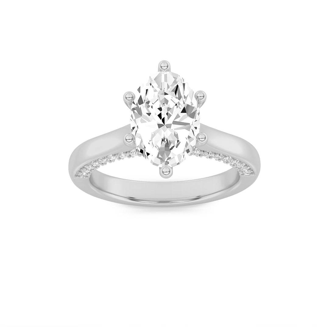 1.25Cttw Oval Shaped Lab Grown Diamond (F/VS) Tulip Motif Accented Engagement Ring in 14K Gold
