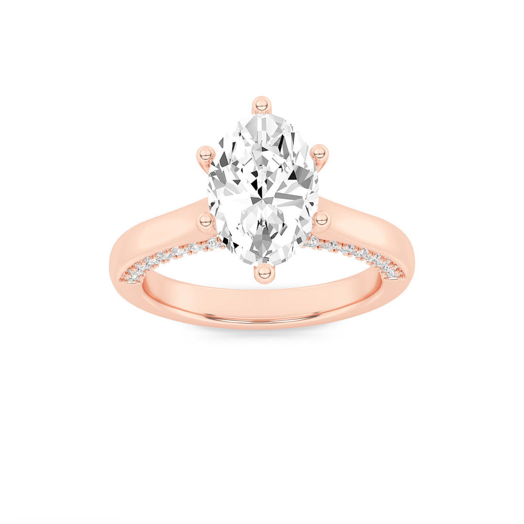 1.25Cttw Oval Shaped Lab Grown Diamond (F/VS) Tulip Motif Accented Engagement Ring in 14K Gold