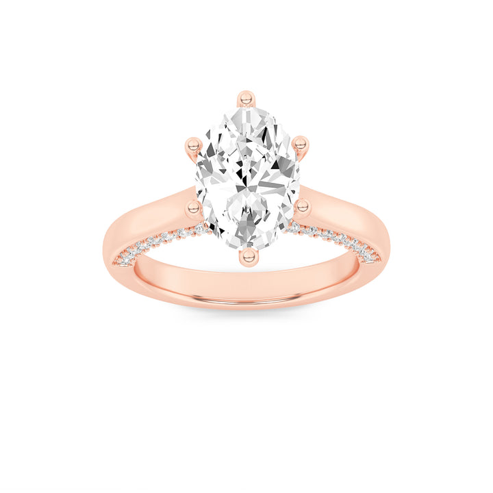 1.25Cttw Oval Shaped Lab Grown Diamond (F/VS) Tulip Motif Accented Engagement Ring in 14K Gold