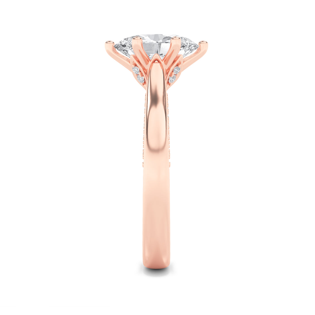 1.25Cttw Oval Shaped Lab Grown Diamond (F/VS) Tulip Motif Accented Engagement Ring in 14K Gold