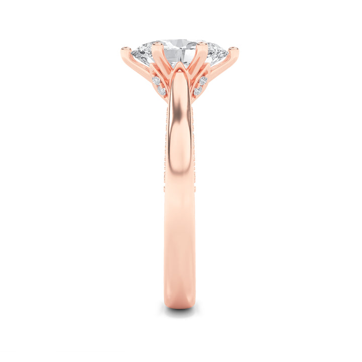 1.25Cttw Oval Shaped Lab Grown Diamond (F/VS) Tulip Motif Accented Engagement Ring in 14K Gold