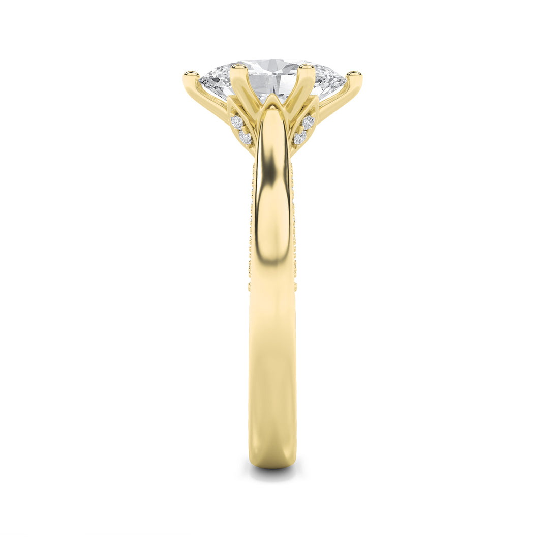 2Cttw Oval Shaped Lab Grown Diamond (F/VS) Tulip Motif Accented Engagement Ring in 14K Gold