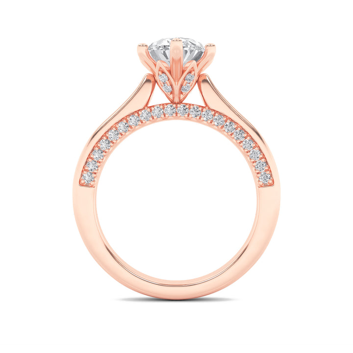 2Cttw Oval Shaped Lab Grown Diamond (F/VS) Tulip Motif Accented Engagement Ring in 14K Gold