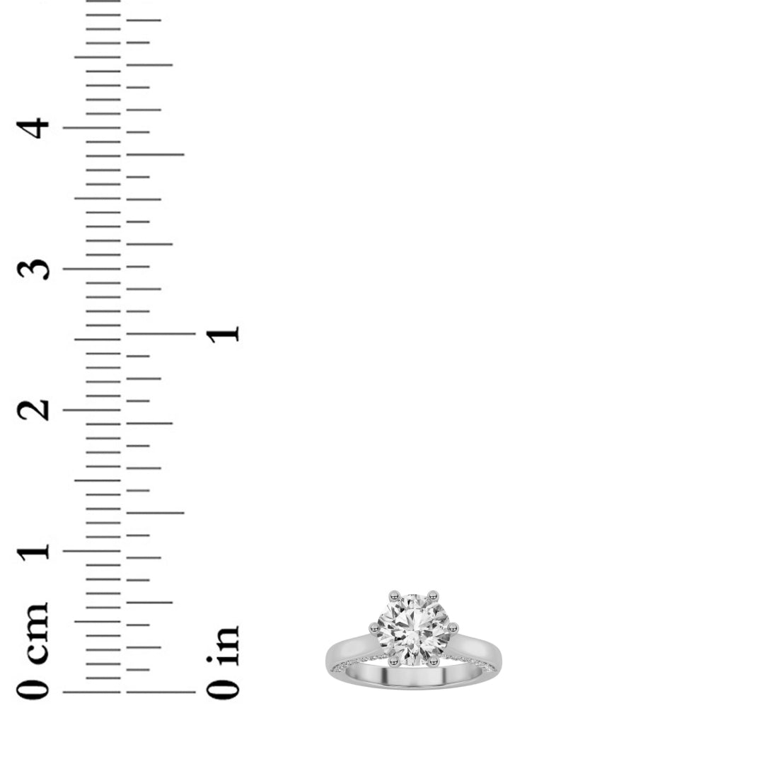 1.25Cttw Round Shaped Lab Grown Diamond (F/VS) Tulip Motif Accented Engagement Ring in 14K Gold