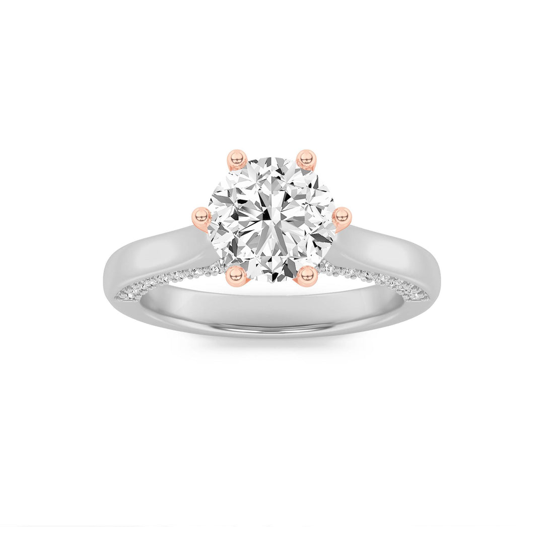 1.25Cttw Round Shaped Lab Grown Diamond (F/VS) Tulip Motif Accented Engagement Ring in 14K Gold