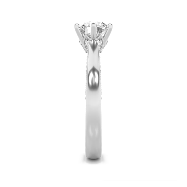 2Cttw Round Shaped Lab Grown Diamond (F/VS) TulipMotif Accented Engagement Ring in 14K Gold