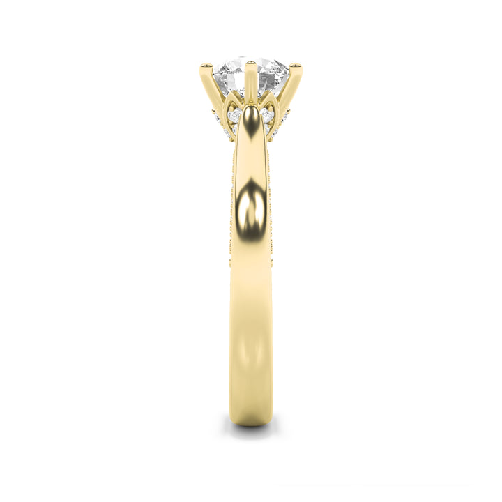 2Cttw Round Shaped Lab Grown Diamond (F/VS) TulipMotif Accented Engagement Ring in 14K Gold