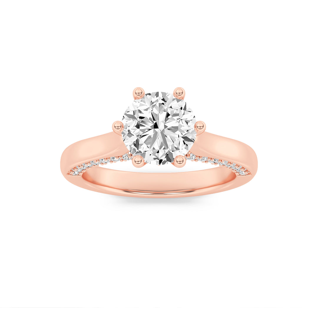 2Cttw Round Shaped Lab Grown Diamond (F/VS) TulipMotif Accented Engagement Ring in 14K Gold