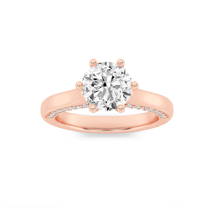 2Cttw Round Shaped Lab Grown Diamond (F/VS) TulipMotif Accented Engagement Ring in 14K Gold
