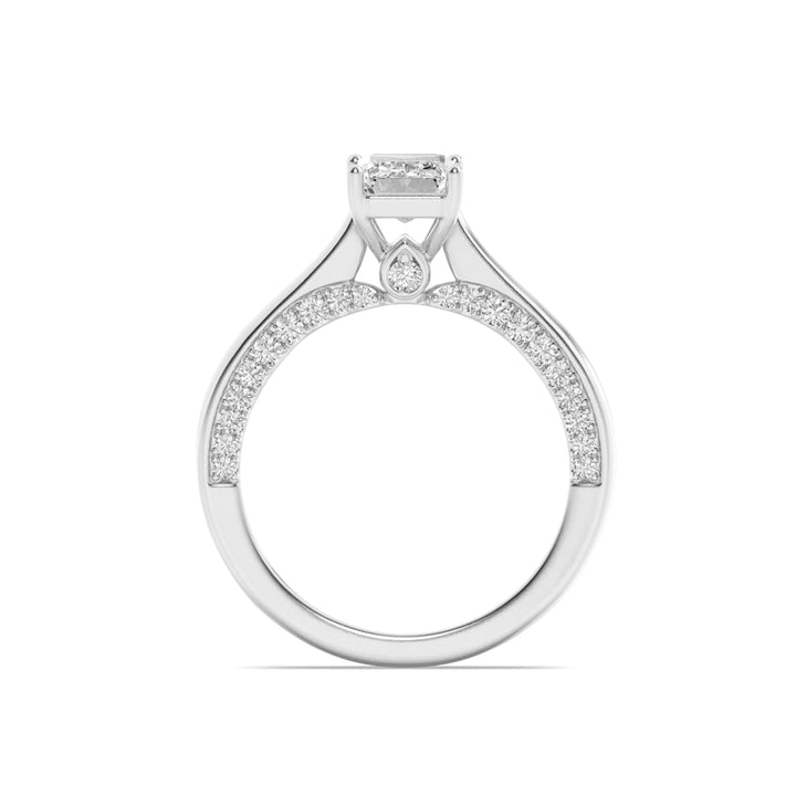 1.25CTW Emerald Shaped Lab Grown Diamond (F/VS) Accented Bridge Shank Engagement Ring in 14K Gold