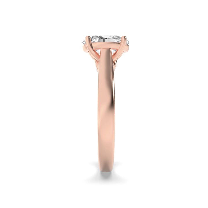 2Cttw Oval Shaped Lab Grown Diamond (F/VS) Accented Bridge Shank Engagement Ring in 14K Gold