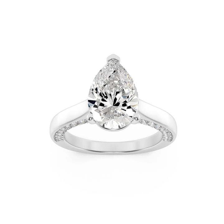 1.25CTW Pear Shaped Lab Grown Diamond (F/VS) Accented Bridge Shank Engagement Ring in 14K Gold