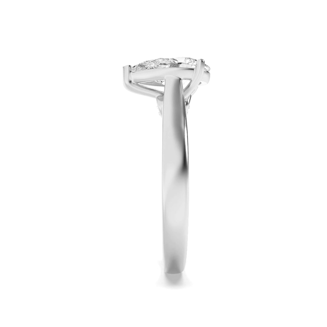 1.25CTW Pear Shaped Lab Grown Diamond (F/VS) Accented Bridge Shank Engagement Ring in 14K Gold