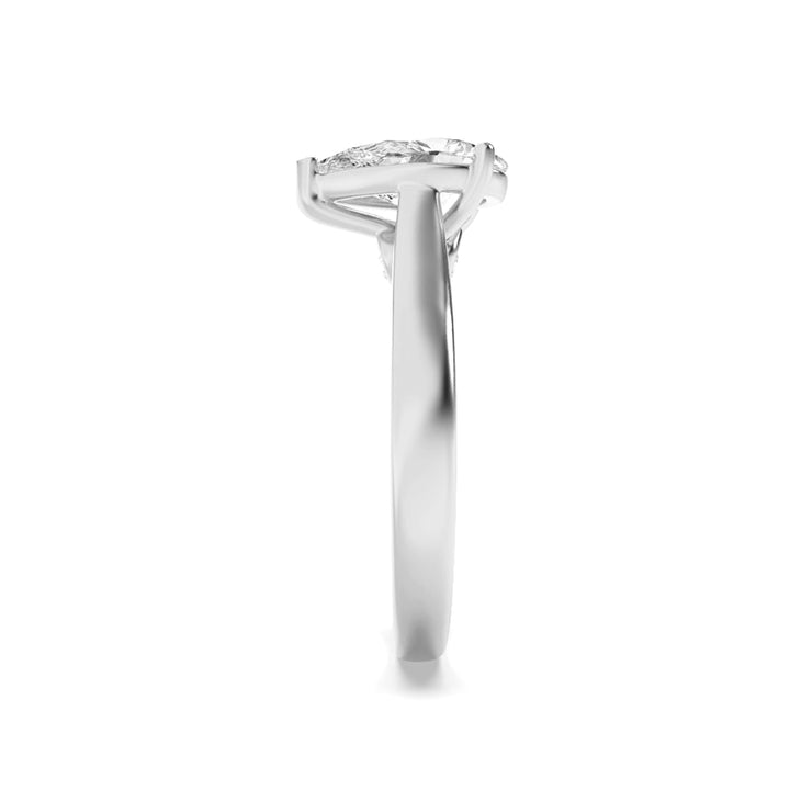 2Cttw Pear Shaped Lab Grown Diamond (F/VS) Accented Bridge Shank Engagement Ring in 14K Gold