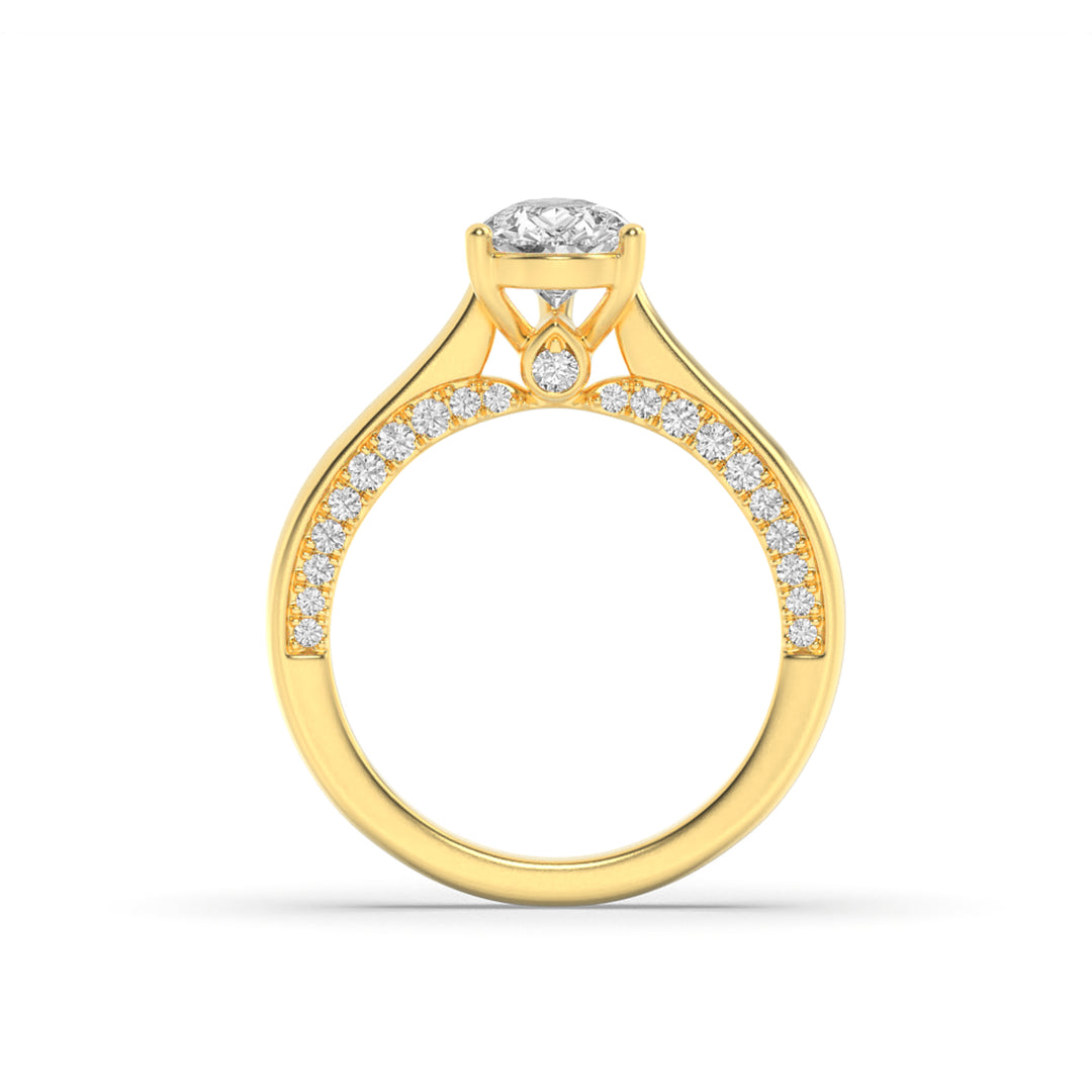 2Cttw Pear Shaped Lab Grown Diamond (G/VS) Accented Bridge Shank Engagement Ring in 14K Gold