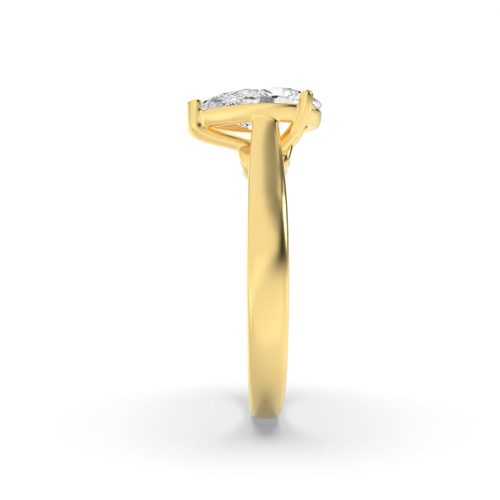 2Cttw Pear Shaped Lab Grown Diamond (G/VS) Accented Bridge Shank Engagement Ring in 14K Gold