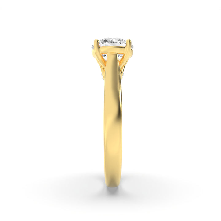 1.33CTW Round Shaped Lab Grown Diamond (F/VS) Accented Bridge Shank Engagement Ring in 14K Gold