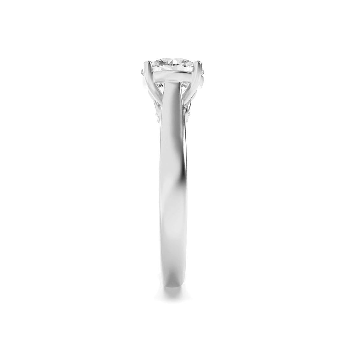 2Cttw Round Shaped Lab Grown Diamond (F/VS) Accented Bridge Shank Engagement Ring in 14K Gold