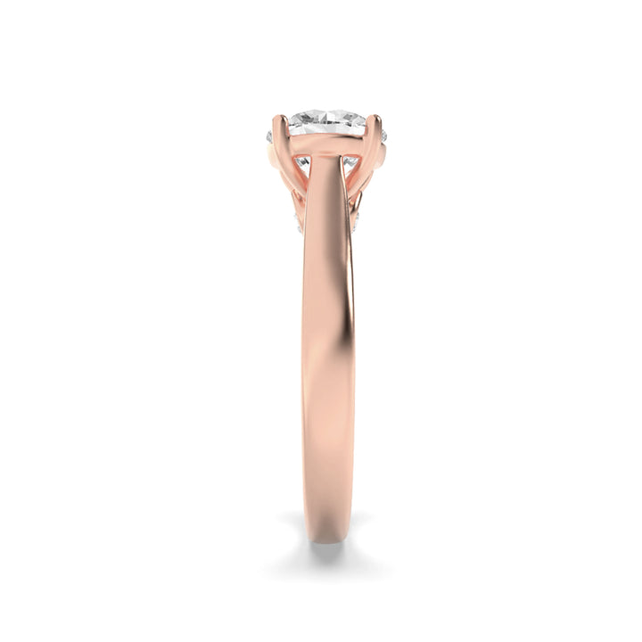 2Cttw Round Shaped Lab Grown Diamond (F/VS) Accented Bridge Shank Engagement Ring in 14K Gold