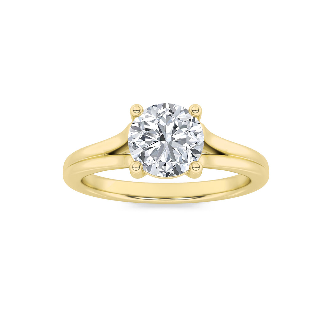 1CTW Round Shaped Lab Grown Diamond (F/VS) Split Shank Solitaire Engagement Ring in 14K Gold