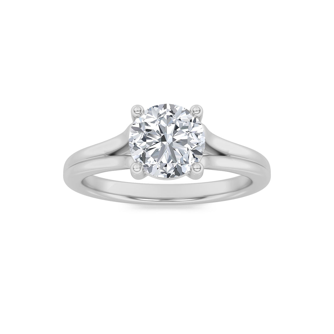 2Cttw Round Shaped Lab Grown Diamond (F/VS) SplitShank Solitaire Engagement Ring in 14K Gold