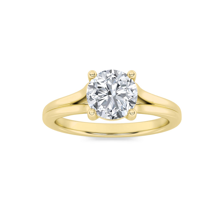 2Cttw Round Shaped Lab Grown Diamond (F/VS) SplitShank Solitaire Engagement Ring in 14K Gold