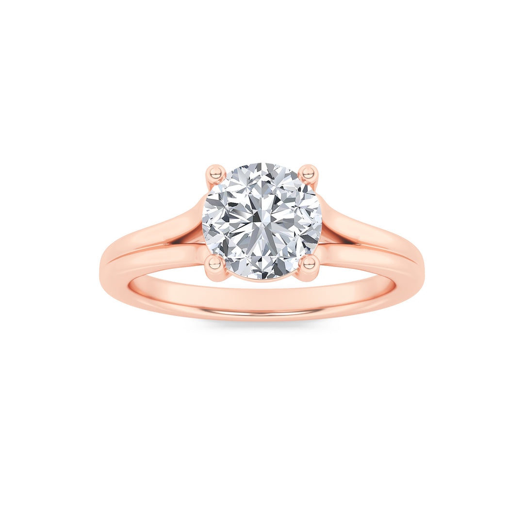 2Cttw Round Shaped Lab Grown Diamond (F/VS) SplitShank Solitaire Engagement Ring in 14K Gold