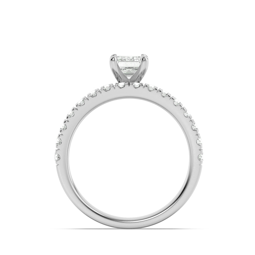 2Cttw Emerald Shaped Lab Grown Diamond (F/VS) Classic Accented  Set With Band and Engagement Ring in 14K Gold