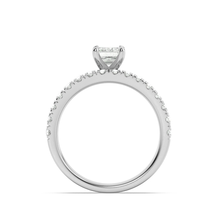 2Cttw Emerald Shaped Lab Grown Diamond (F/VS) Classic Accented  Set With Band and Engagement Ring in 14K Gold